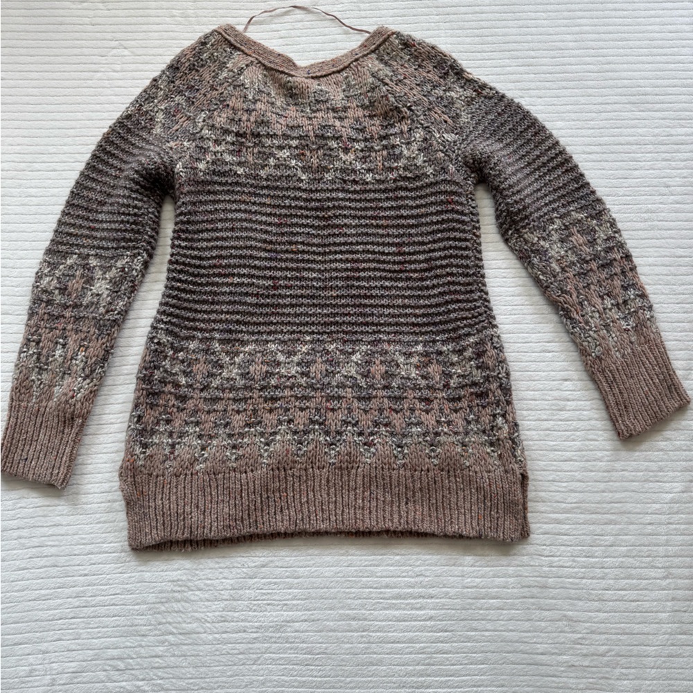 Free People Blush Taupe Lace-Up Cable Knit Scoop Sweater - Picture 11 of 11